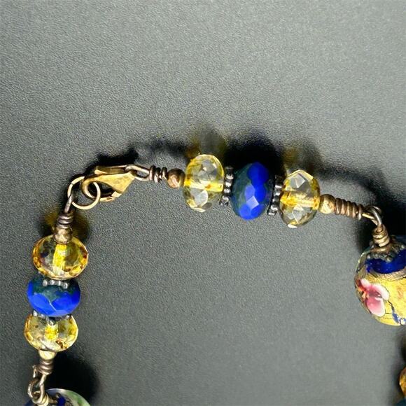 Glass of Venice Multicolor Glass Beaded Handcrafted Bracelet Vermeil 925 Clasp - Picture 9 of 12